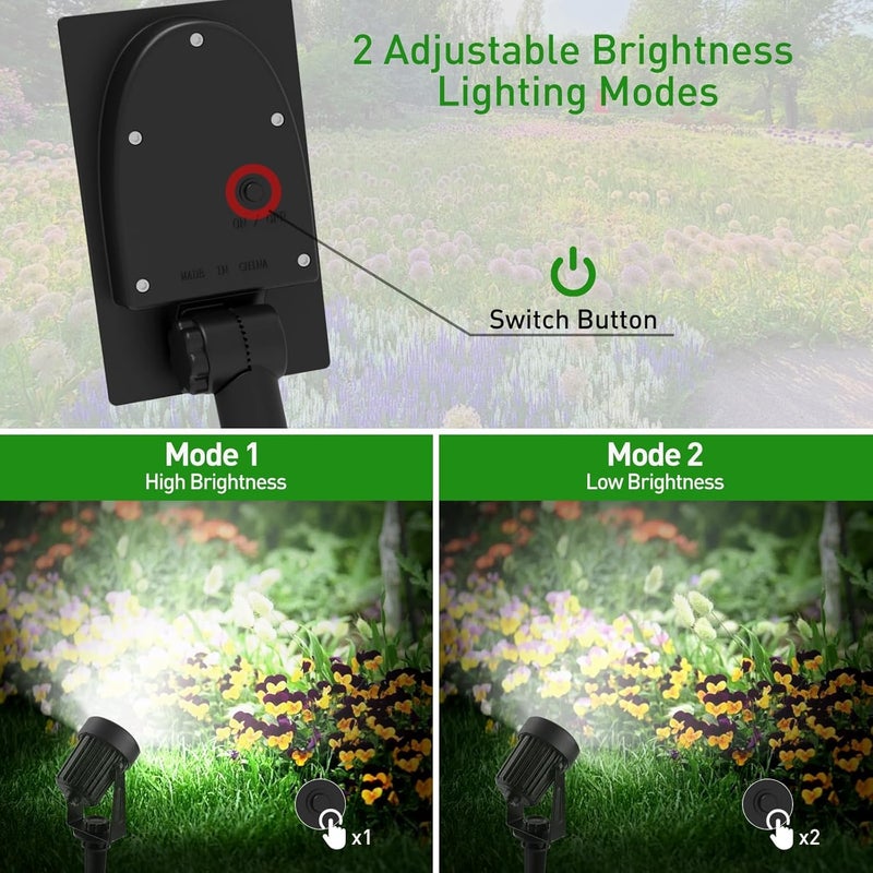 T-SUNUS Christmas Solar Spot Lights Outdoor White 6000K IP65 Waterproof 2-in-1 Landscape Spotlights, 9.8ft Cable Separate Panel Auto Dusk to Dawn for Flag Yard Garden Driveway Pathway Garage Halloween - Image 2